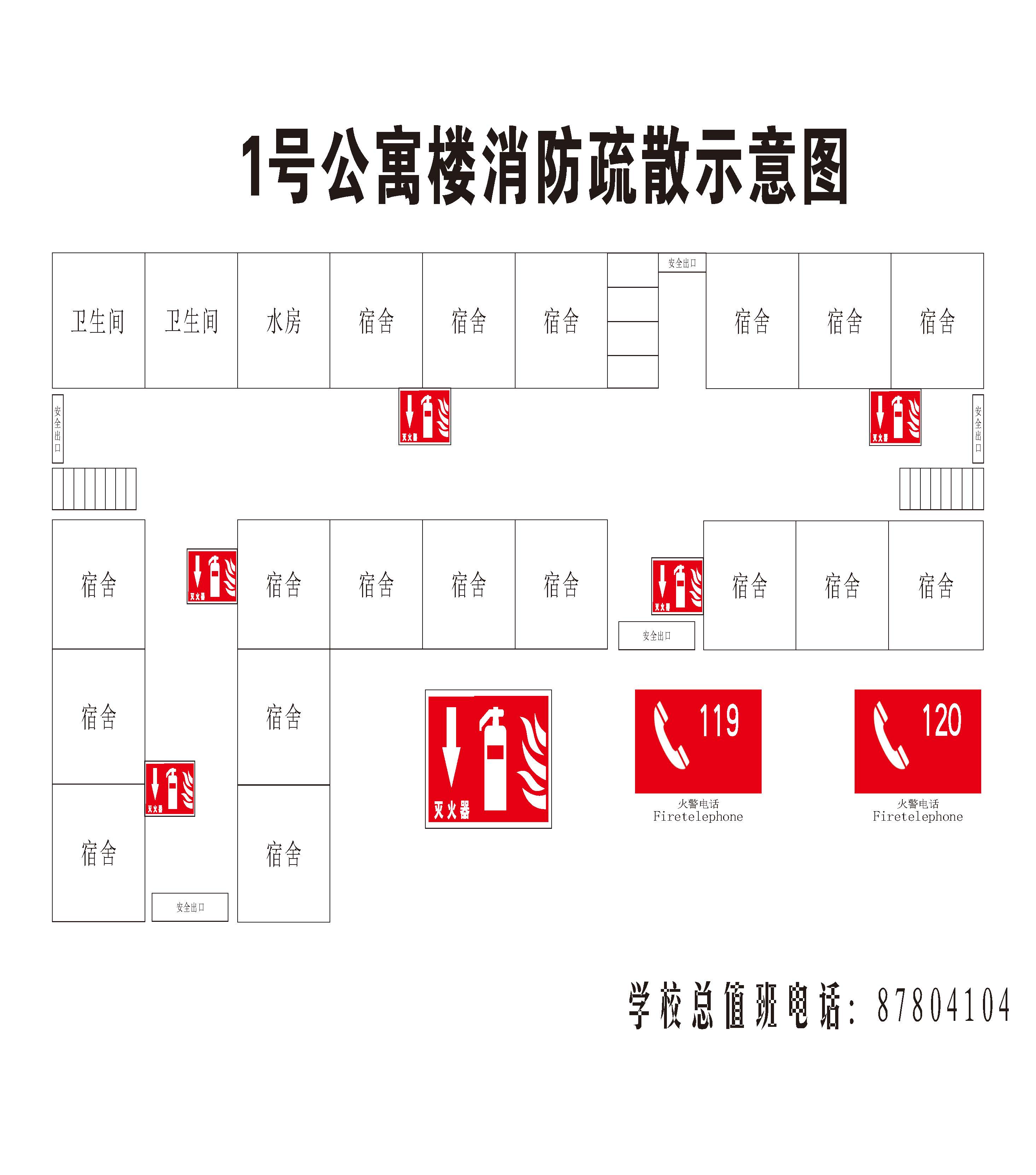 学校消防疏散示意图(图1)